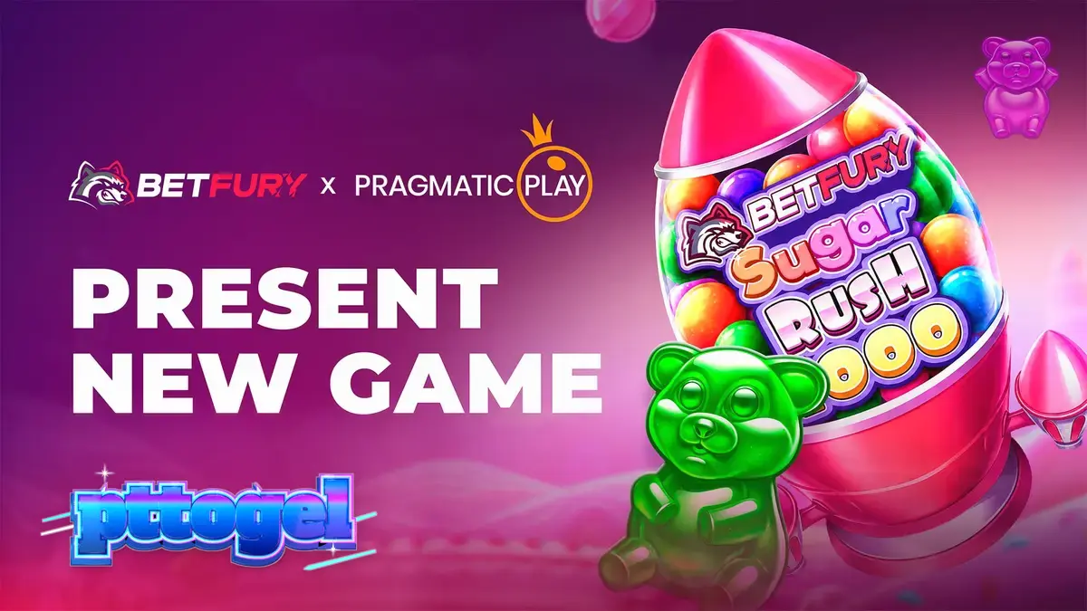 Tampilan visual slot BetFury Sugar Rush 1000 dengan tema permen yang cerah