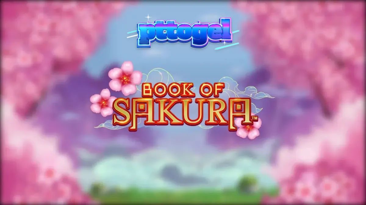 Pemandangan estetis bunga sakura dan pendekar wanita dalam slot Book of Sakura
